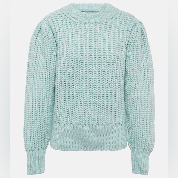 ISABEL MARANT Pacey Merino Wool Knit Sweater Blue-LT 36 Italy - Picture 4 of 17